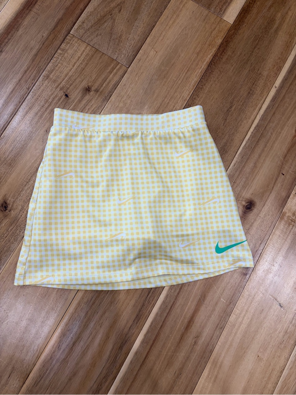 Nike Yellow Gingham Skirt with Teal Swoosh